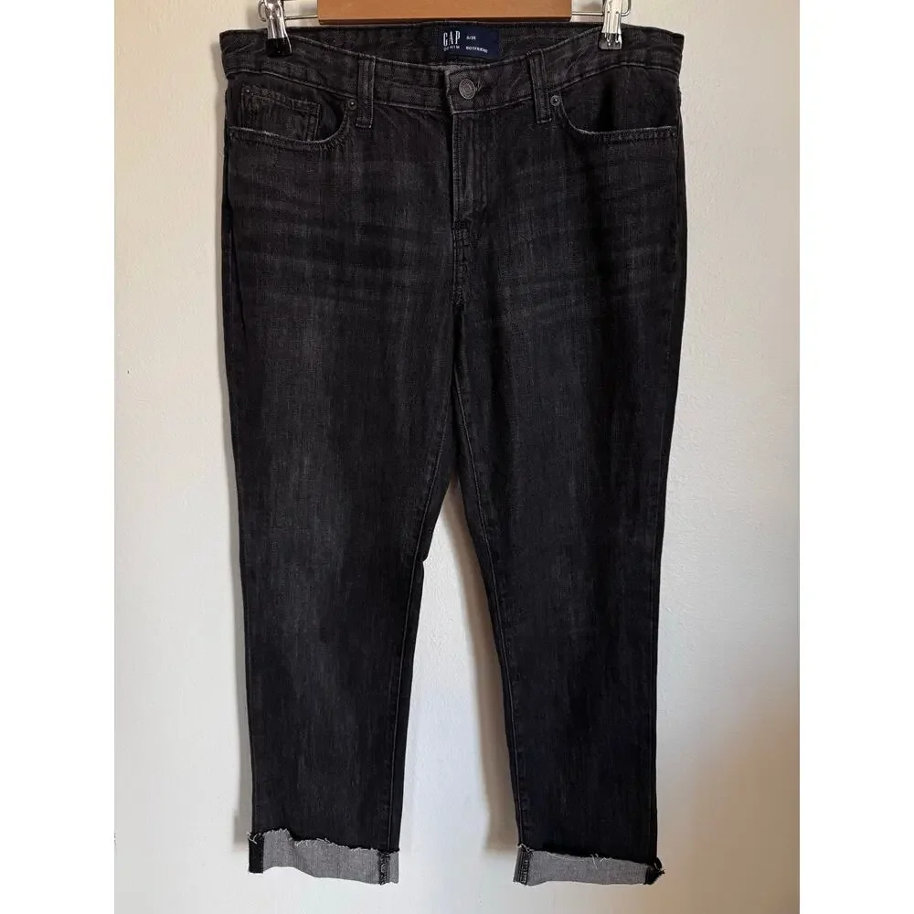 Gap Women’s‎ Boyfriend Fit Jeans Dark Wash Cuffed 8/29 Relaxed Denim